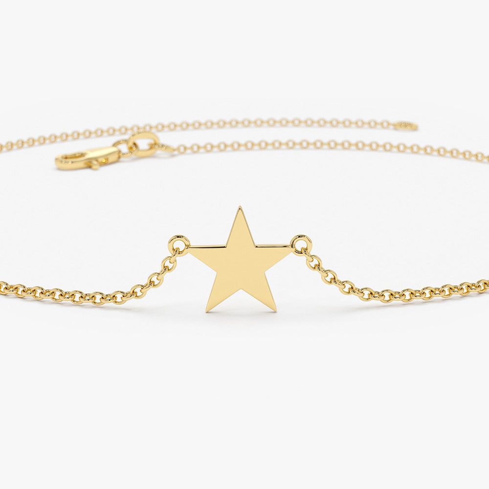 14K Gold Lucky Star Charm Bracelet
