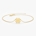 14K Gold Four Leaf Clover Charm Bracelet