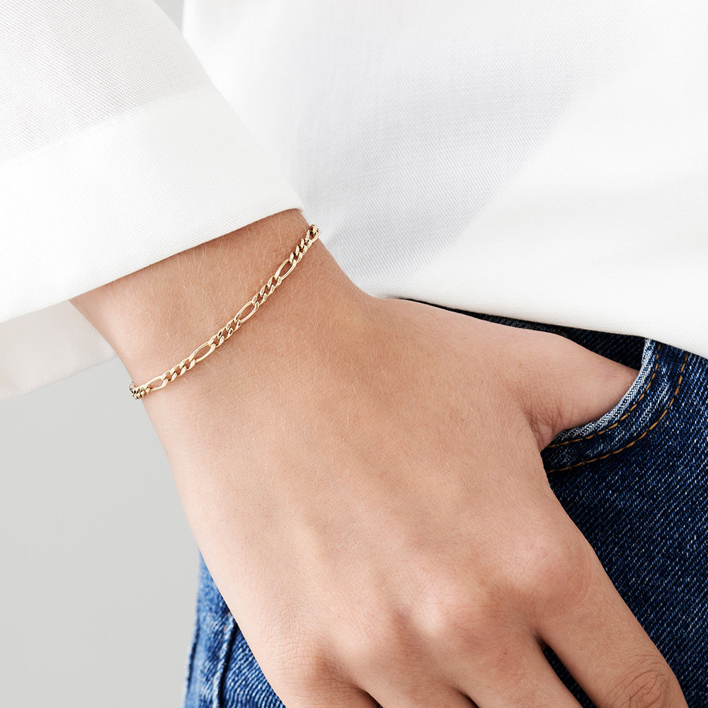 14k Gold Figaro Chain Bracelet