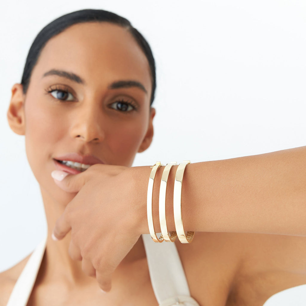 14k Flat Stackable Gold Bangle