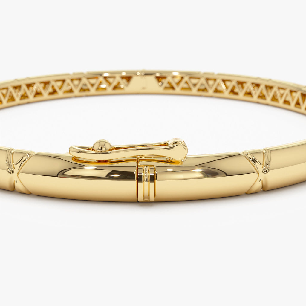 14K 4MM Dome X Cut Design Gold Bangle