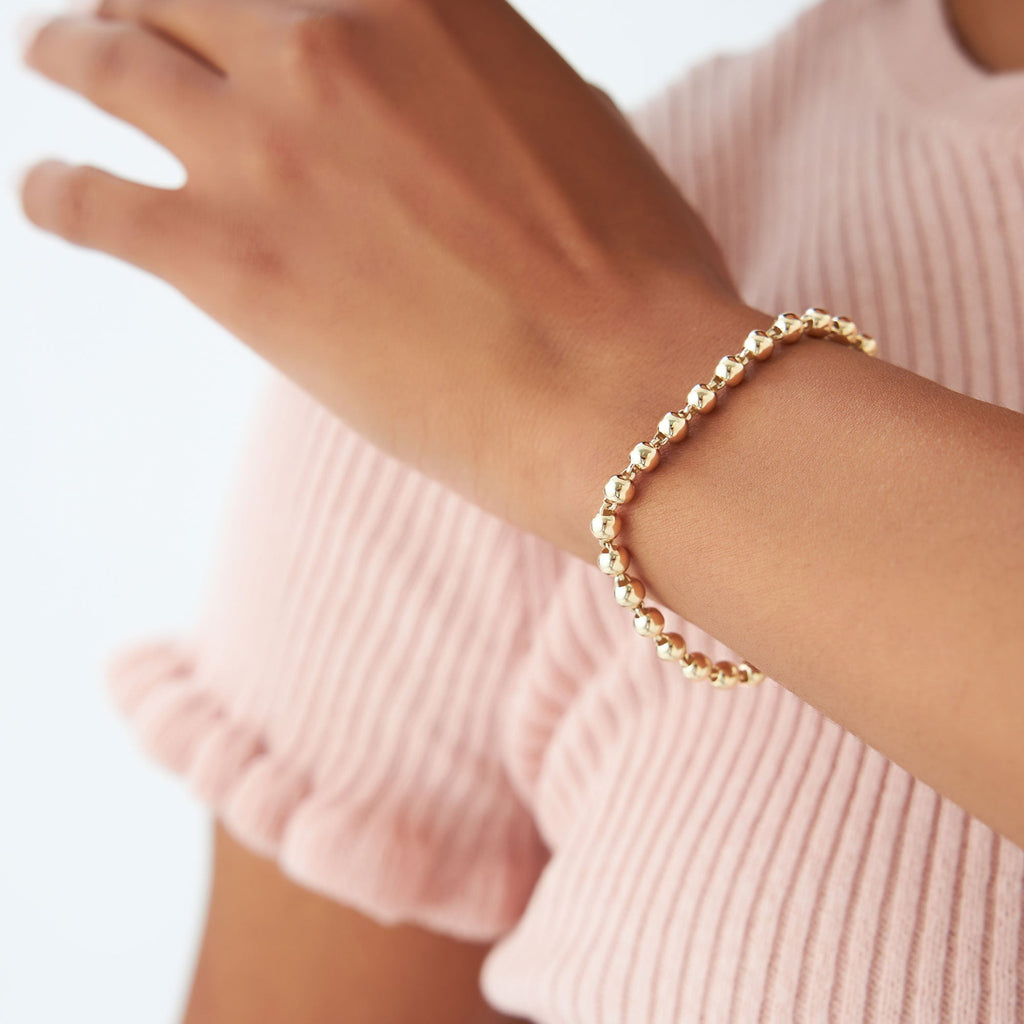 14K Gold 5 MM Bead Bracelet