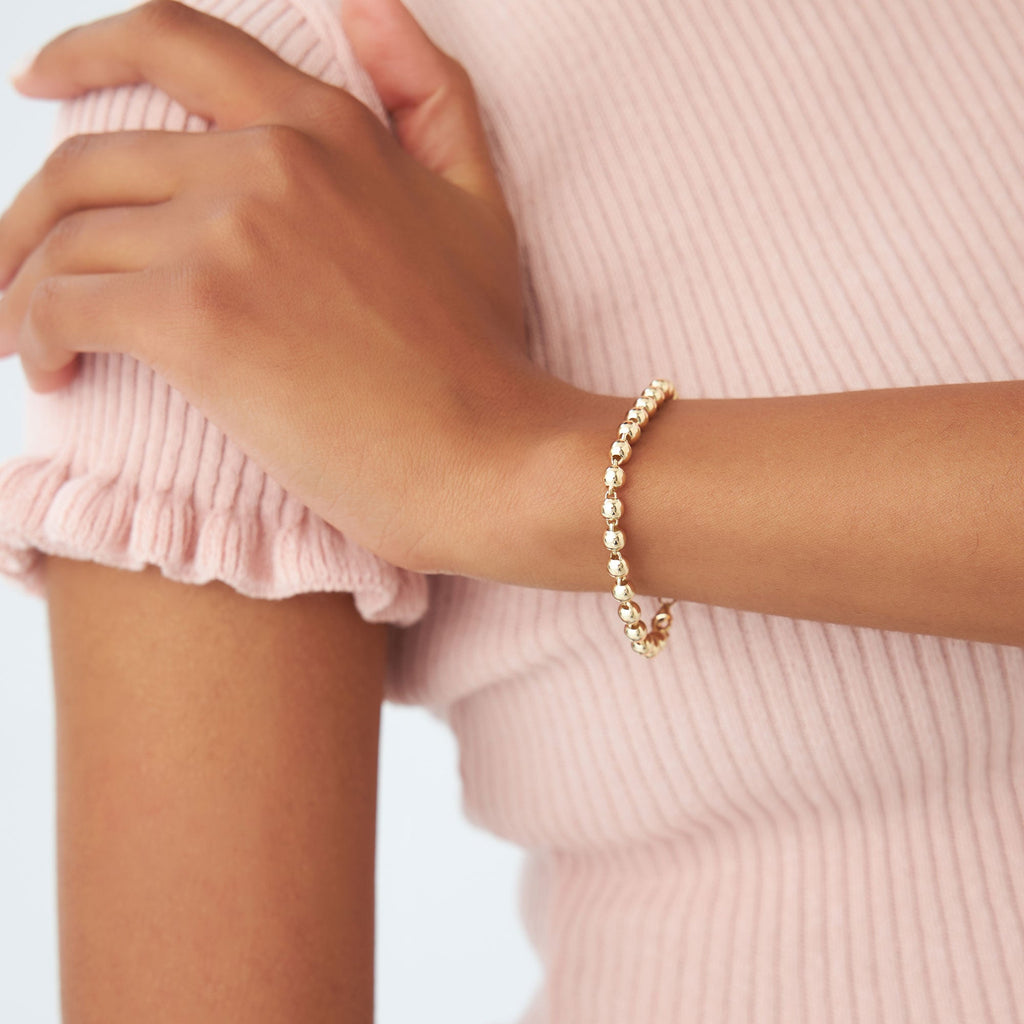 14K Gold 5 MM Bead Bracelet