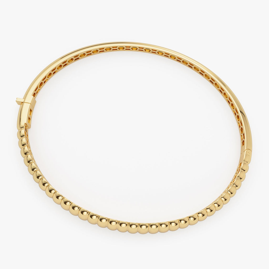 14k Chunky Ribbed Gold Bangle Bracelet