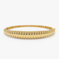 14k Chunky Ribbed Gold Bangle Bracelet