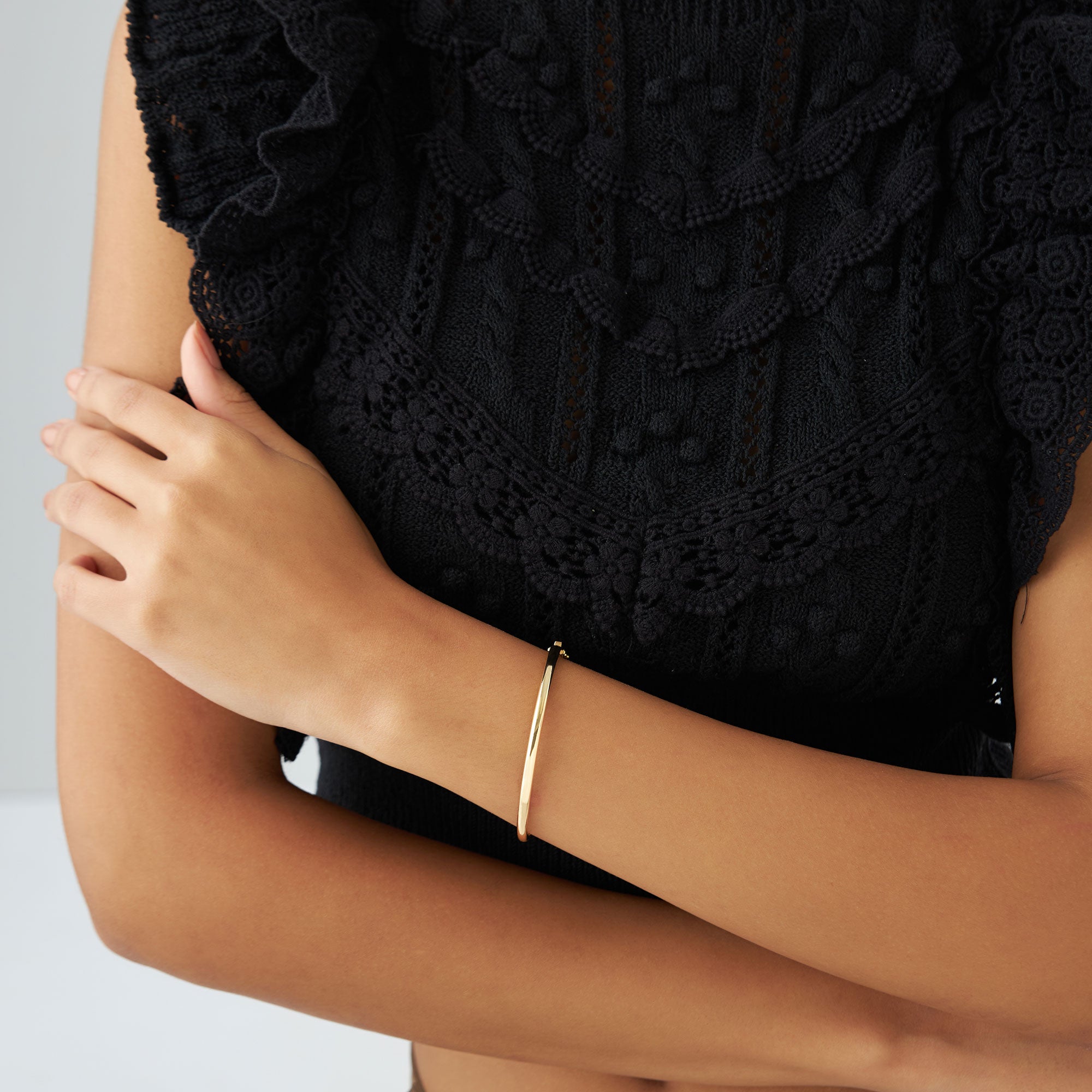 14k 3.5mm Dome Gold Bangle Bracelet