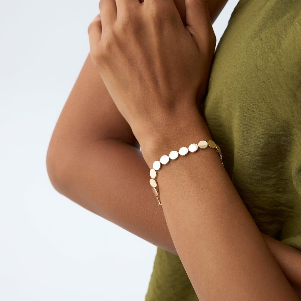 14K Gold 6.5MM Wide Round Link Bracelet