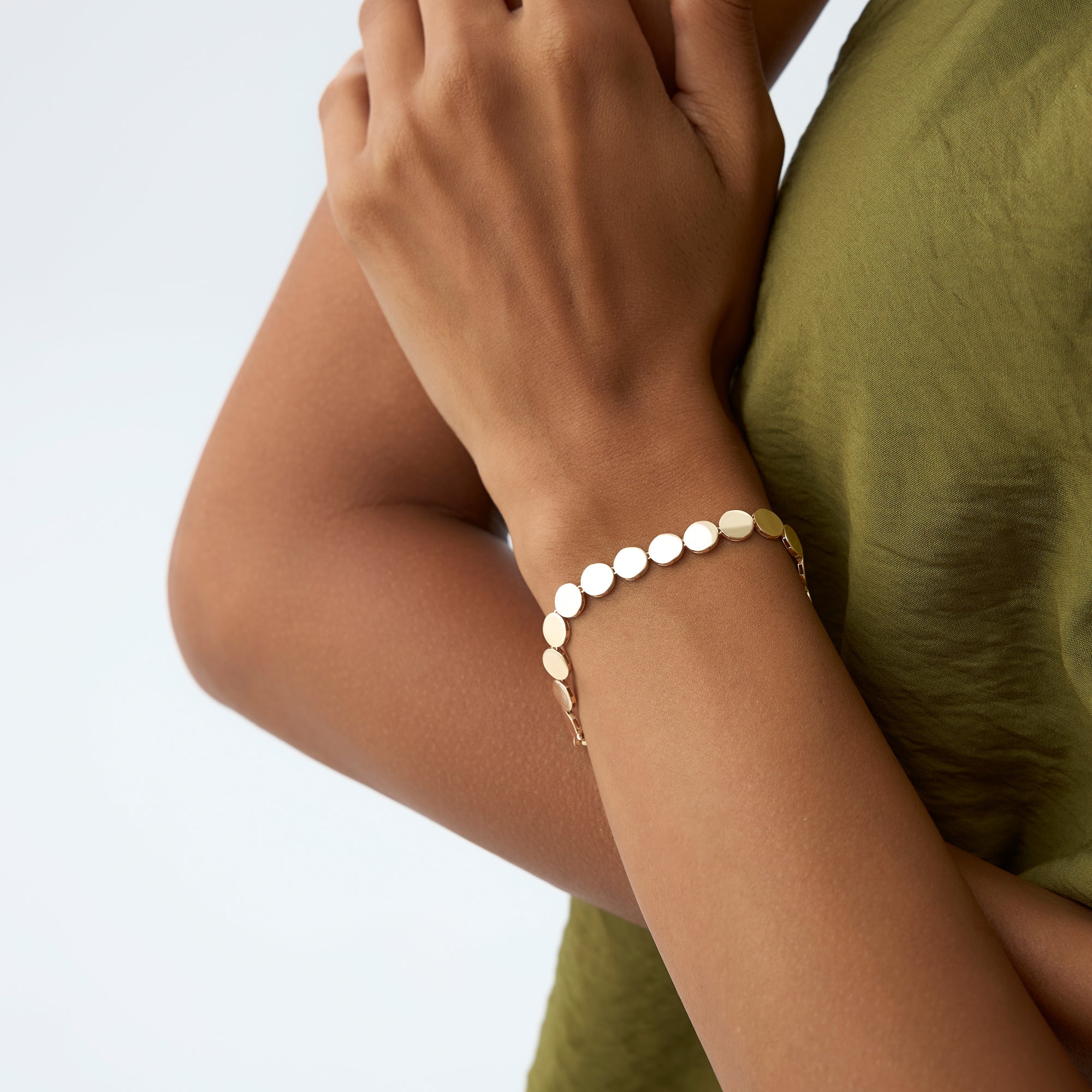 14K Gold 6.5MM Wide Round Link Bracelet