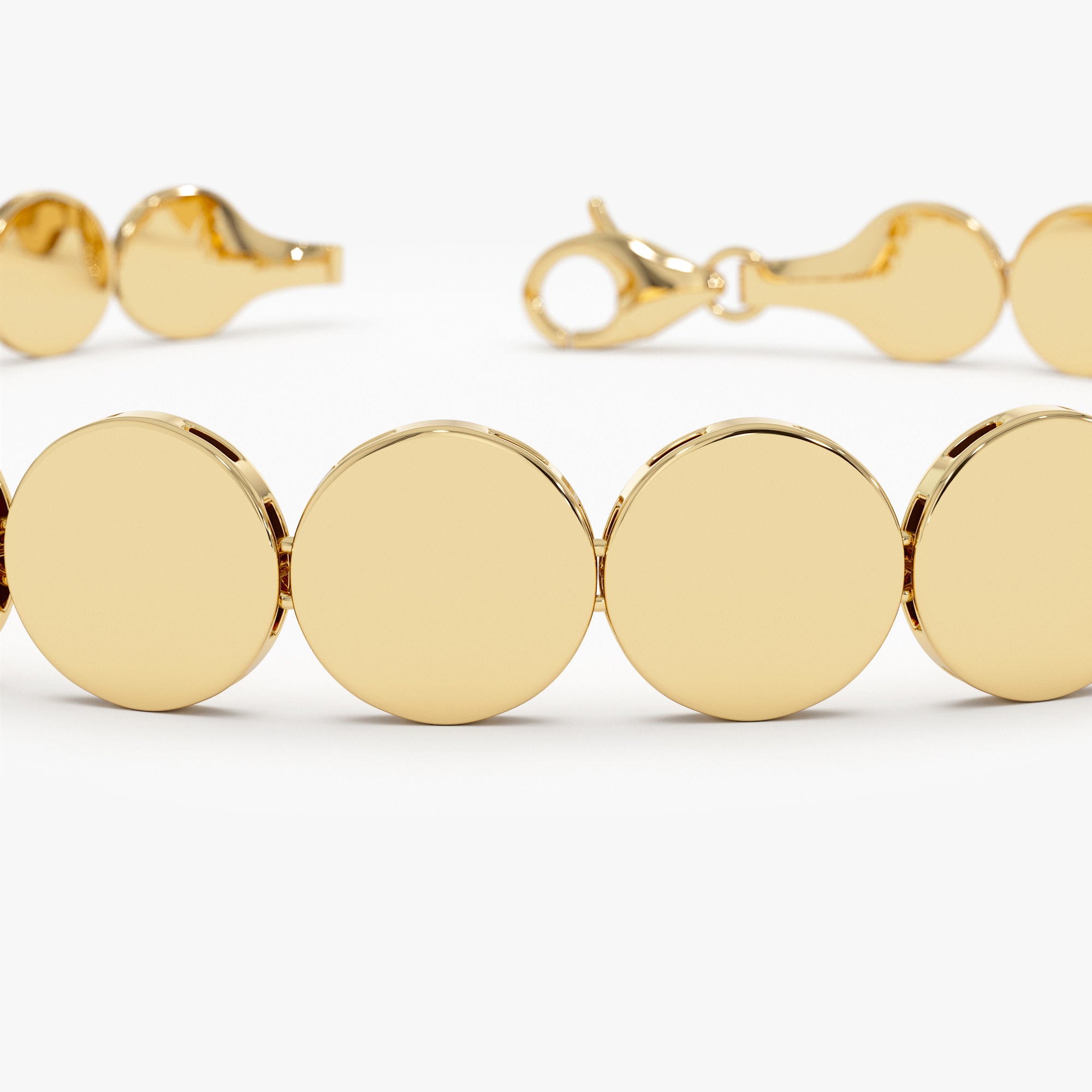 14K Gold 6.5MM Wide Round Link Bracelet