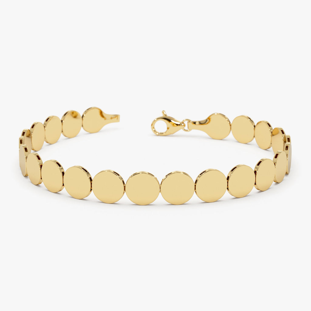 14K Gold 6.5MM Wide Round Link Bracelet