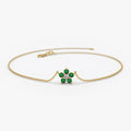 Emerald and Diamond Flower Charm Bracelet