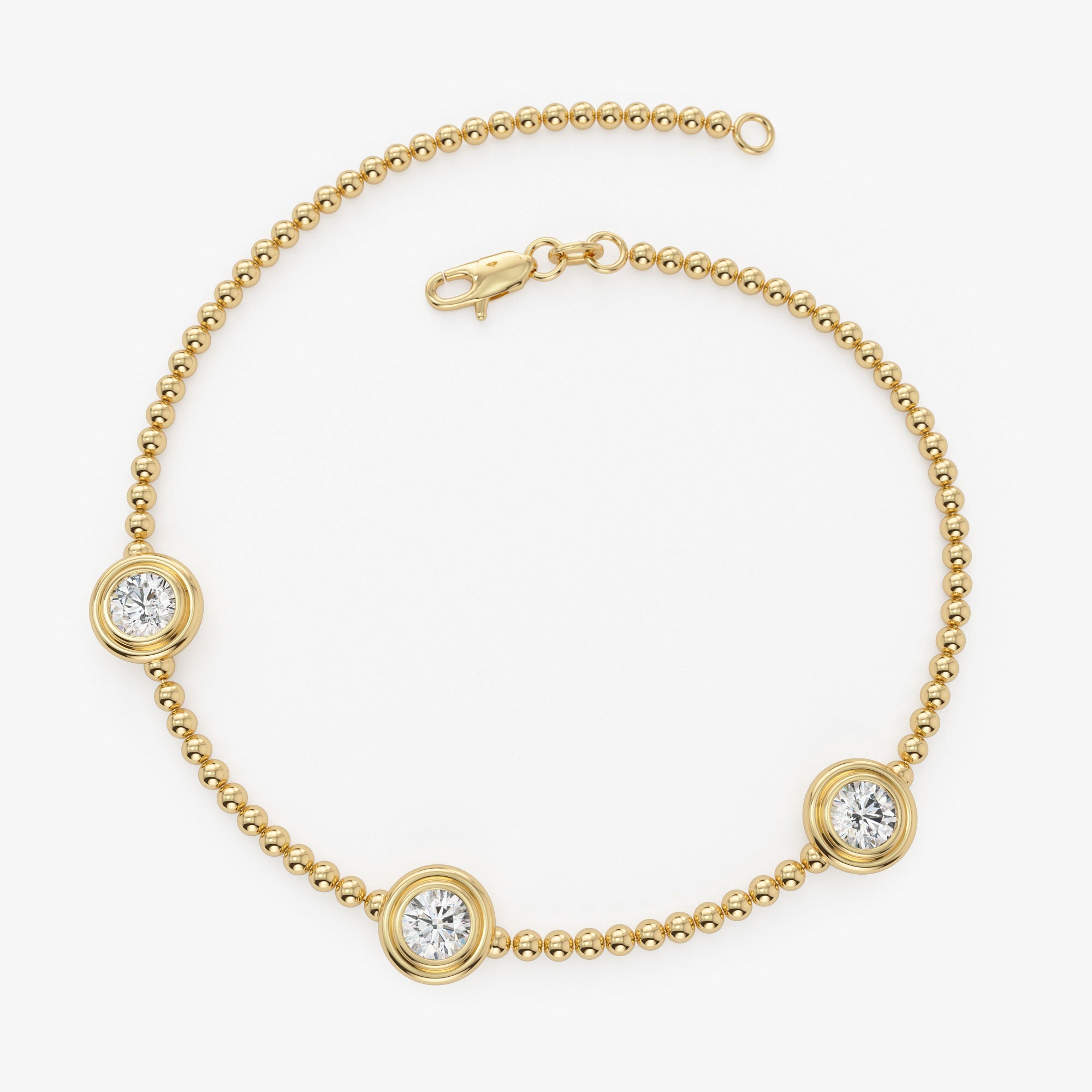 0.75 Ctw 14k Gold Lab Grown Diamond by the Yard Beaded Bracelet - Leda