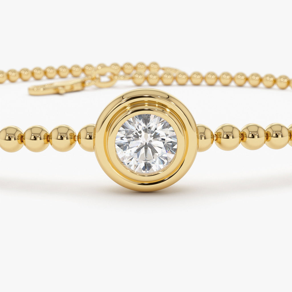 0.75 Ctw 14k Gold Lab Grown Diamond by the Yard Beaded Bracelet - Leda