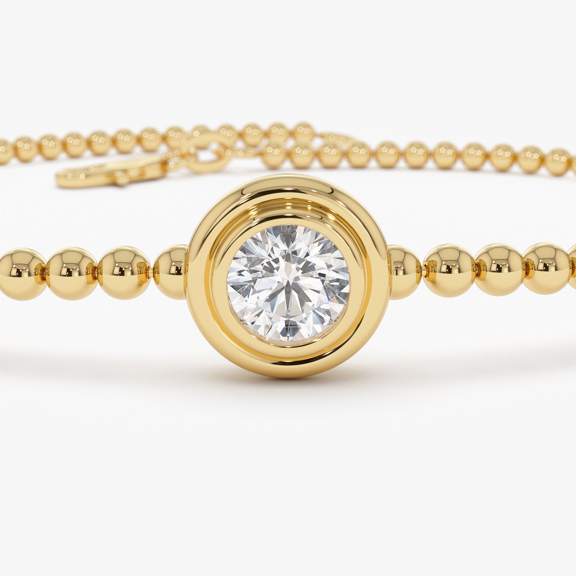 0.75 Ctw 14k Gold Lab Grown Diamond by the Yard Beaded Bracelet - Leda