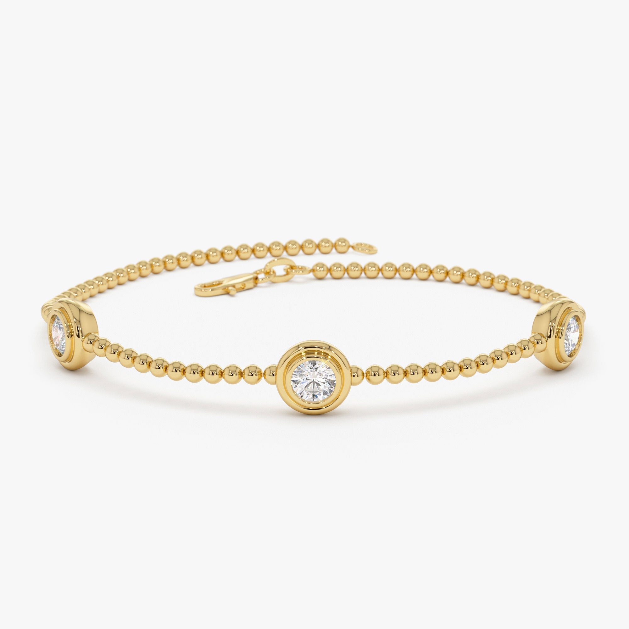 0.75 Ctw 14k Gold Lab Grown Diamond by the Yard Beaded Bracelet - Leda