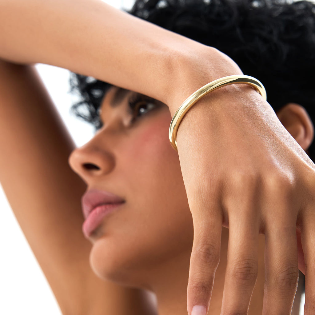 14K Gold 5MM Thick Open Cuff Bangle Bracelet