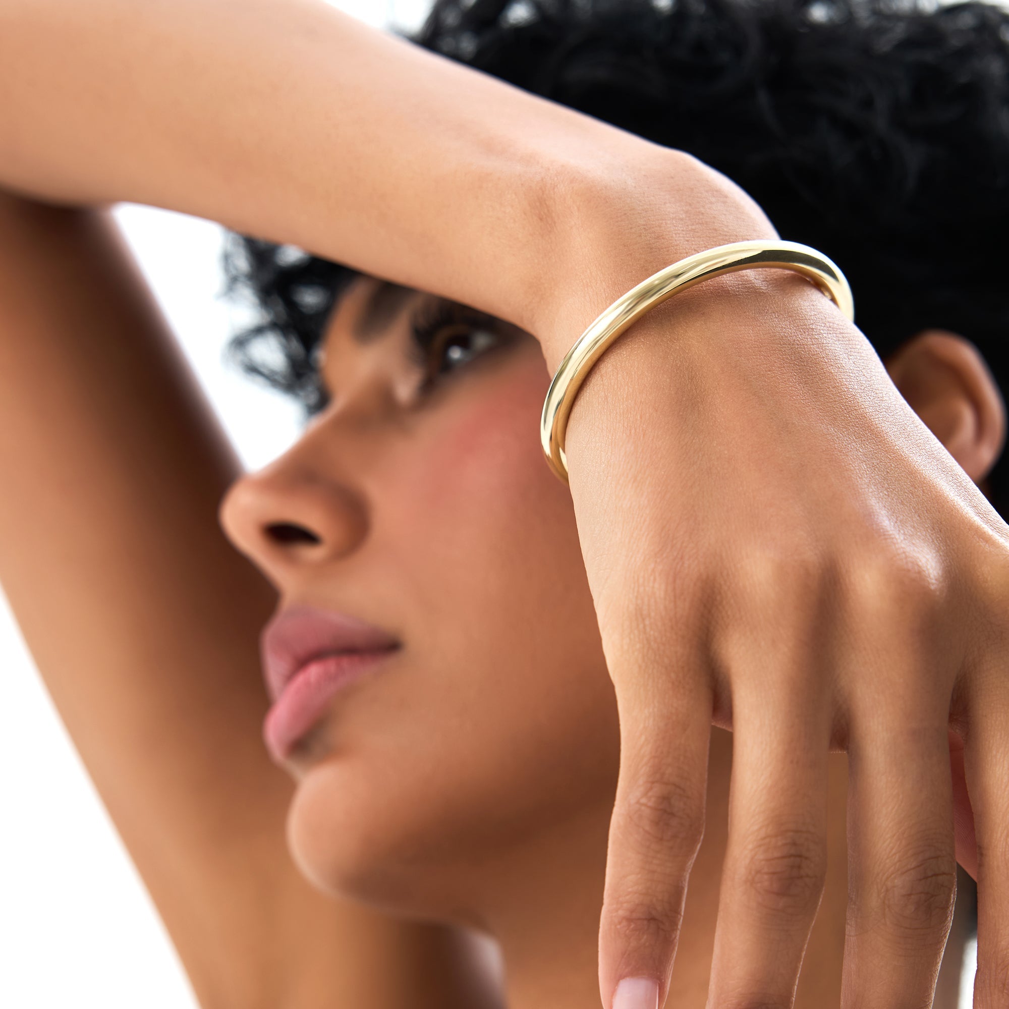 14K Gold 5MM Thick Open Cuff Bangle Bracelet