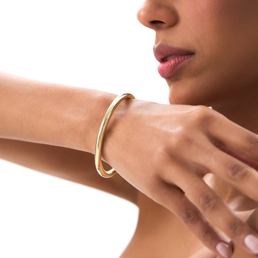 14K Gold 5MM Thick Open Cuff Bangle Bracelet