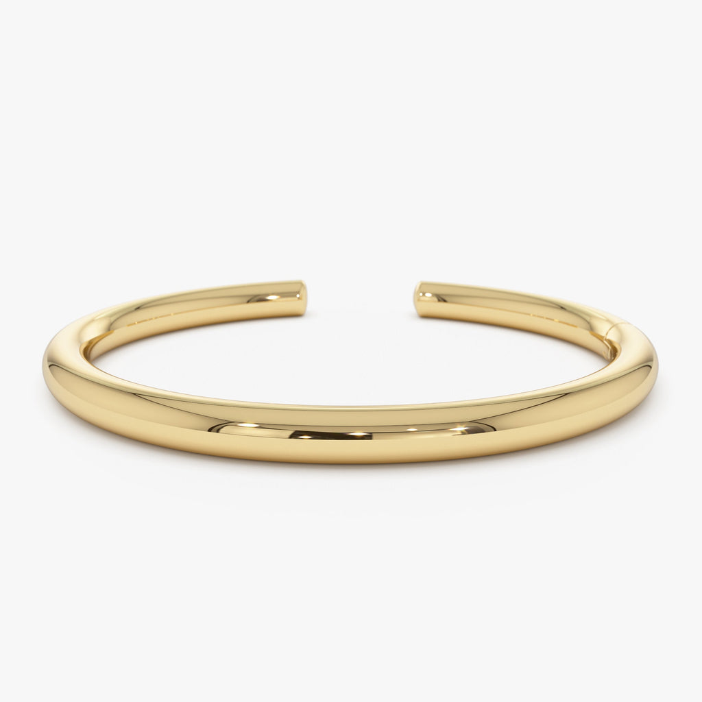 14K Gold 5MM Thick Open Cuff Bangle Bracelet