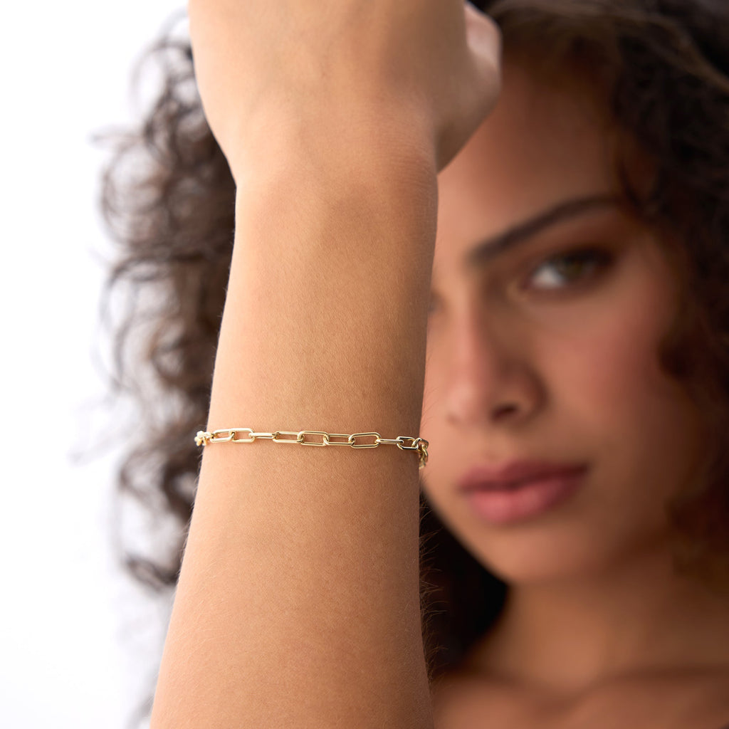 14K Gold 8MM Paperclip Chain Bracelet