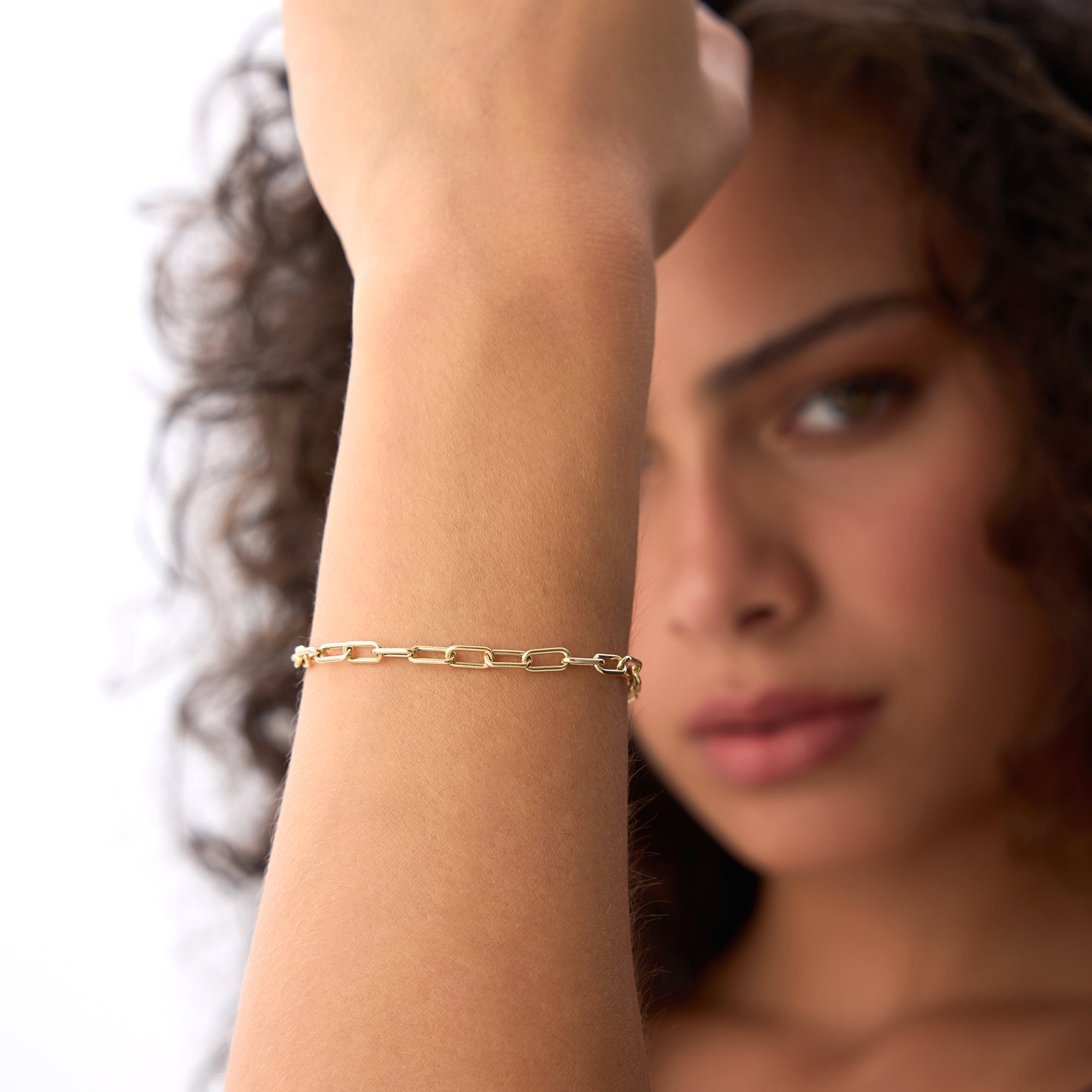 14K Gold 8MM Paperclip Chain Bracelet
