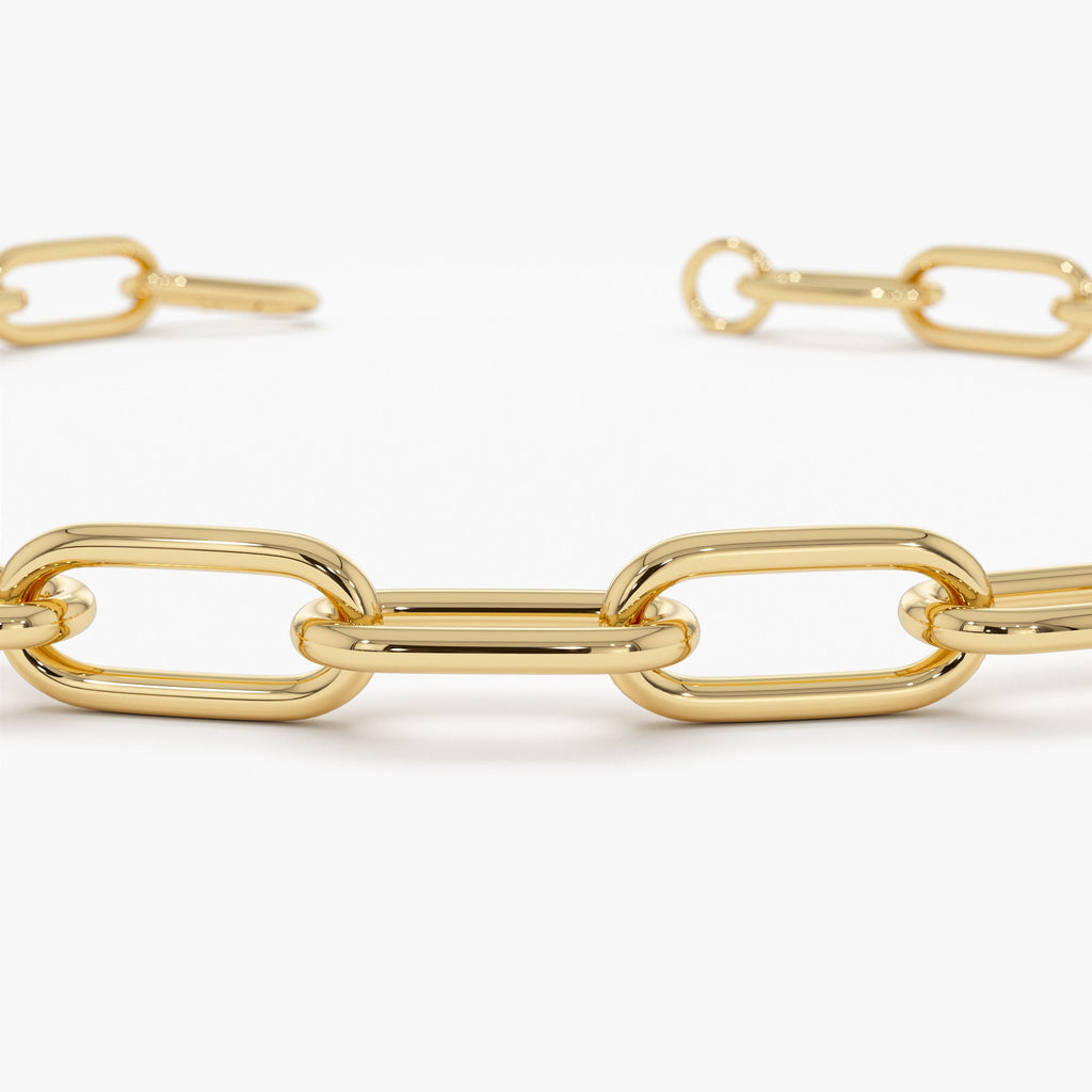 14K Gold 8MM Paperclip Chain Bracelet