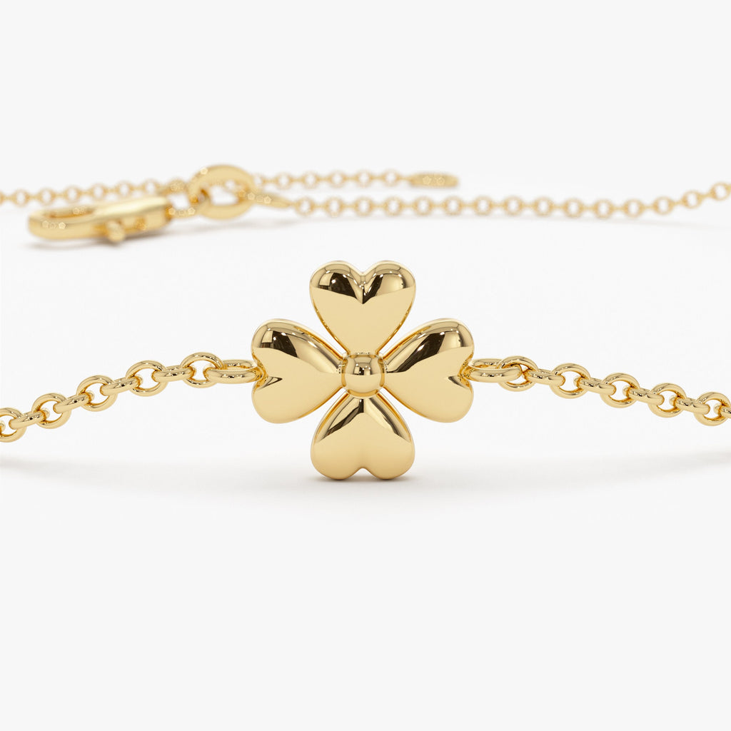 14k Gold Clover Station Bracelet
