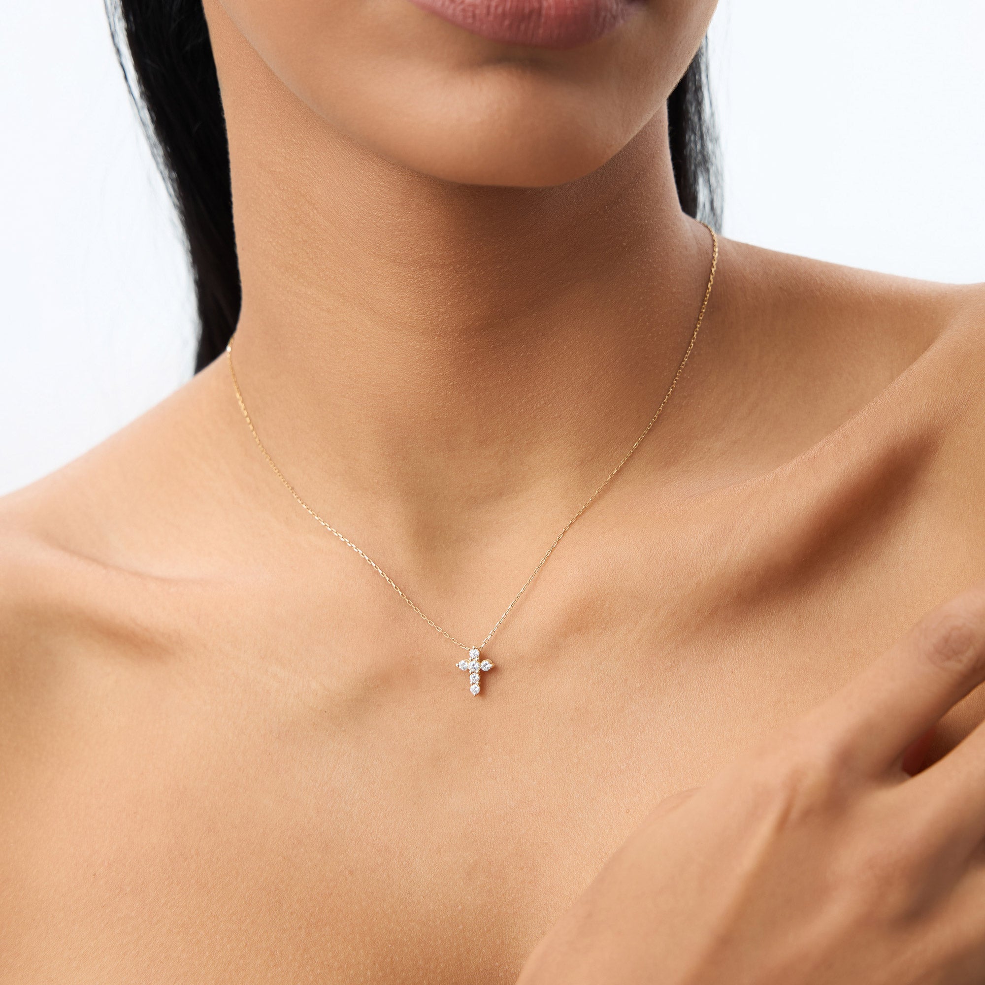 Medium Diamond Cross Necklace