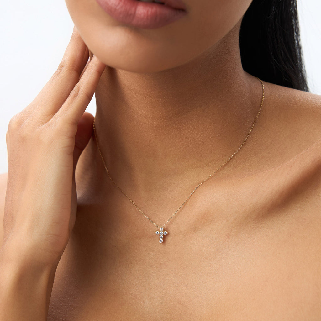 Medium Diamond Cross Necklace