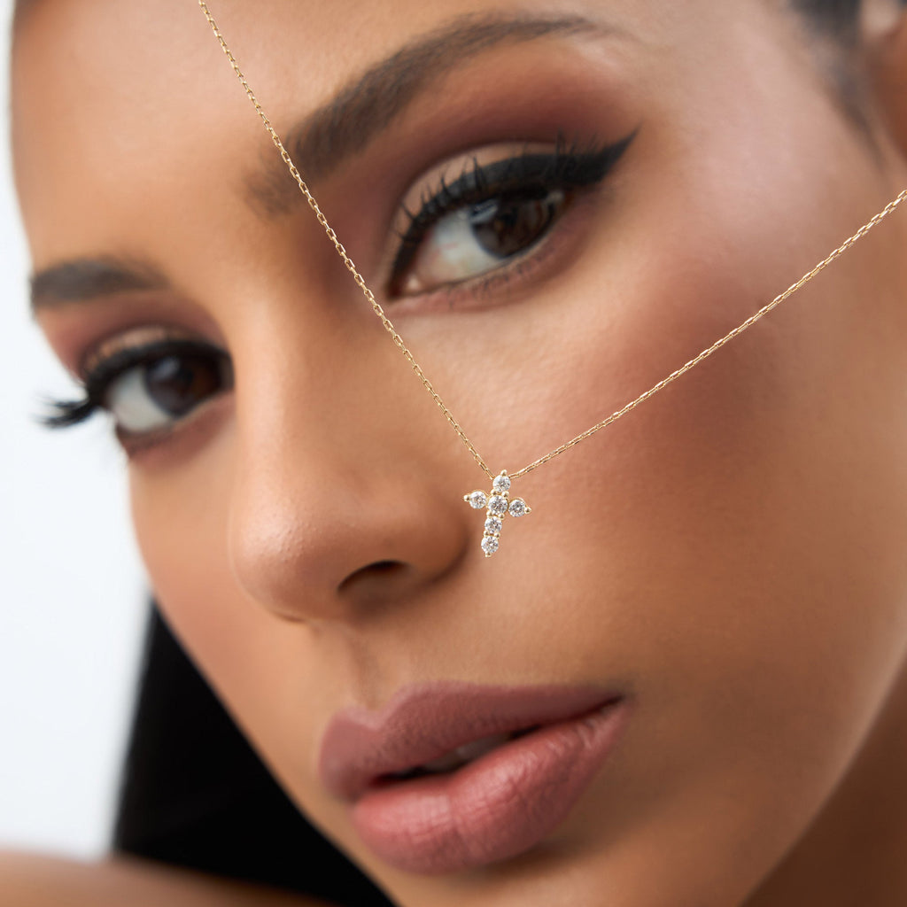 Medium Diamond Cross Necklace
