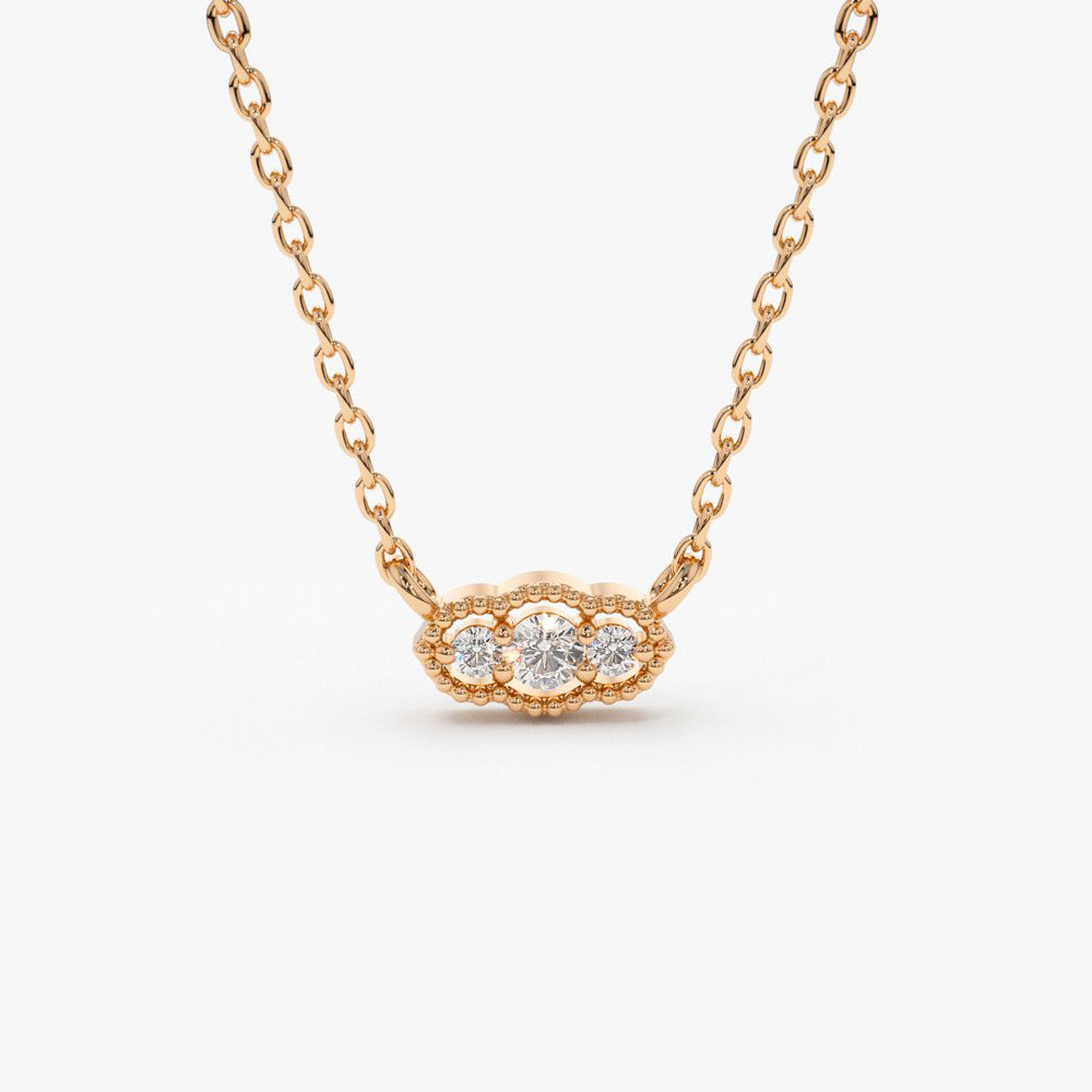 14k  Art Deco Trio Diamond Necklace