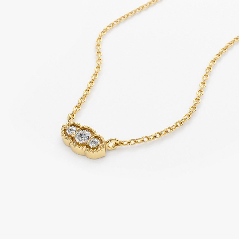 14k  Art Deco Trio Diamond Necklace