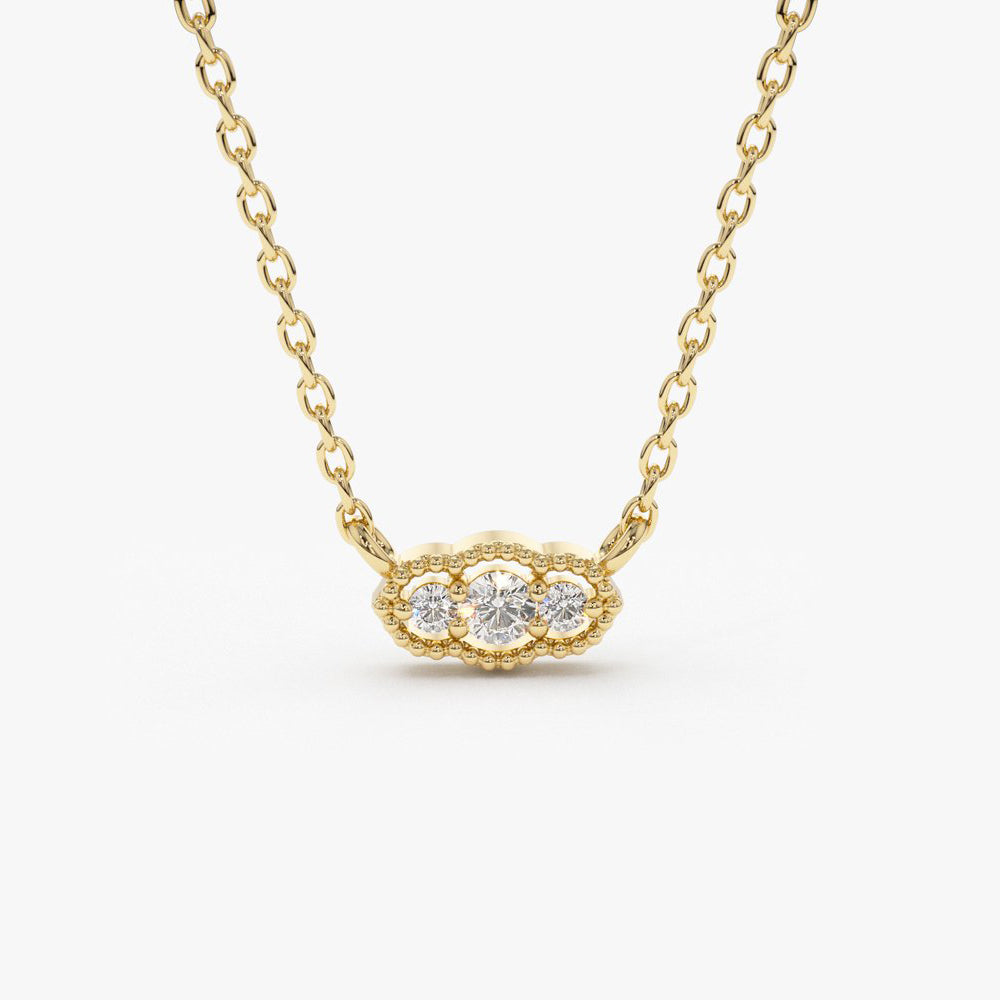 14k  Art Deco Trio Diamond Necklace