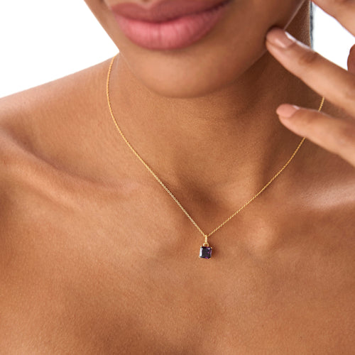 14K Cushion Cut Amethyst Solitaire Necklace