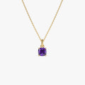 14K Cushion Cut Amethyst Solitaire Necklace