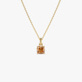 14K Cushion Cut Citrine Solitaire Necklace