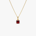 Cushion Cut Garnet Solitaire Necklace