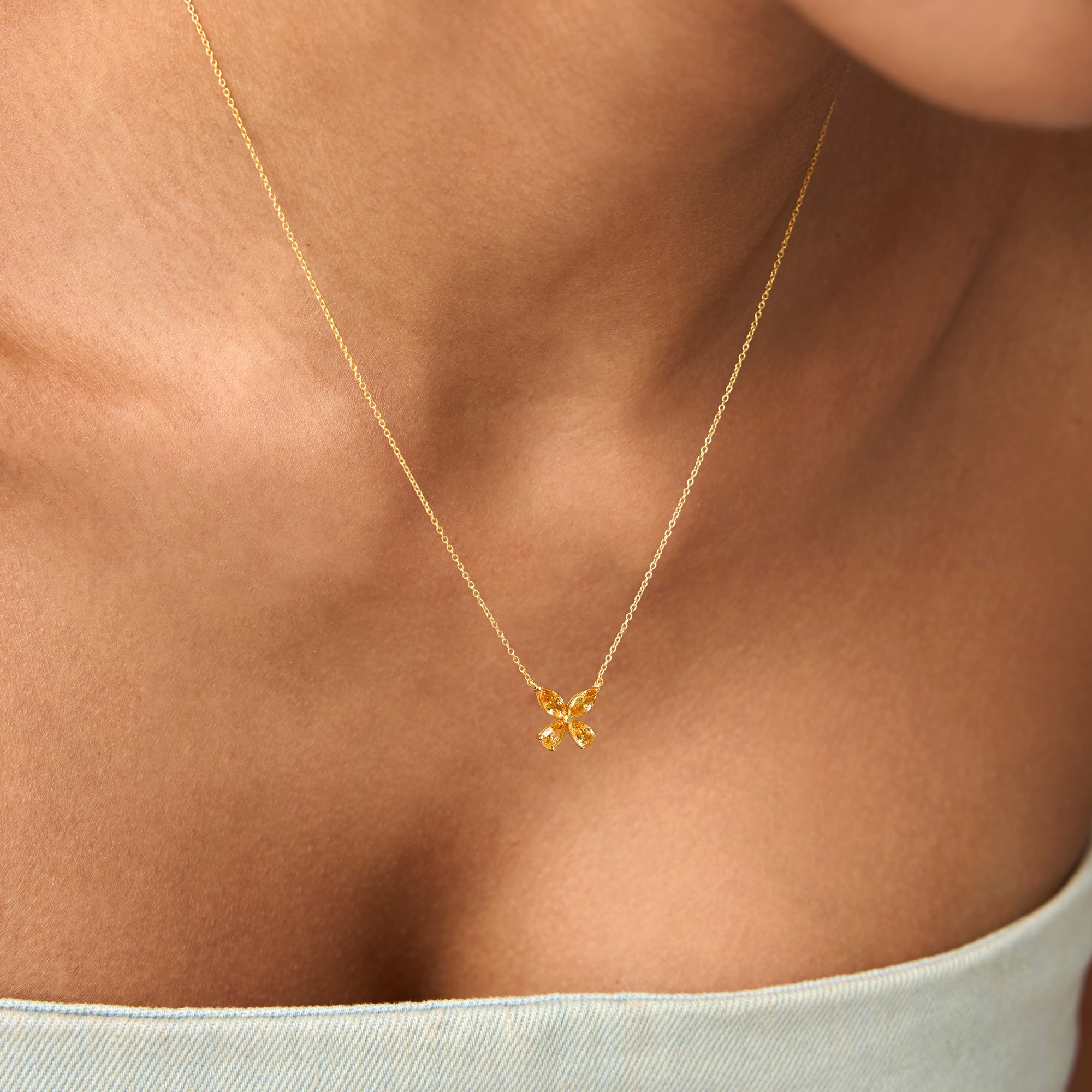 Citrine Butterfly Necklace