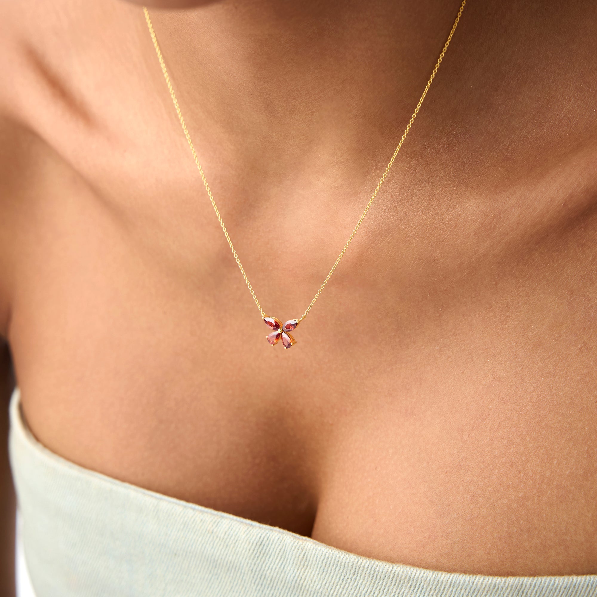 Garnet Butterfly Necklace