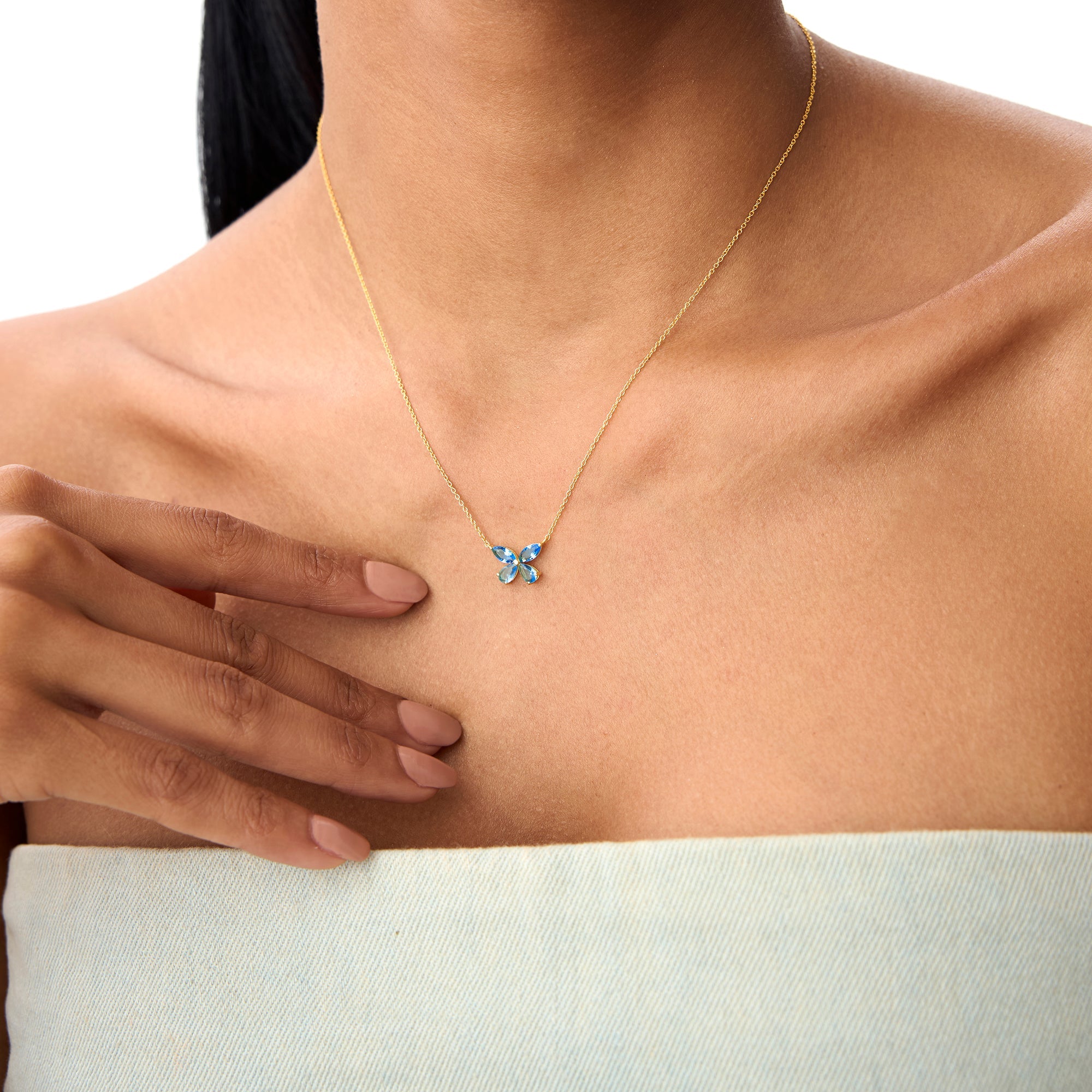 London Blue Topaz Butterfly Necklace