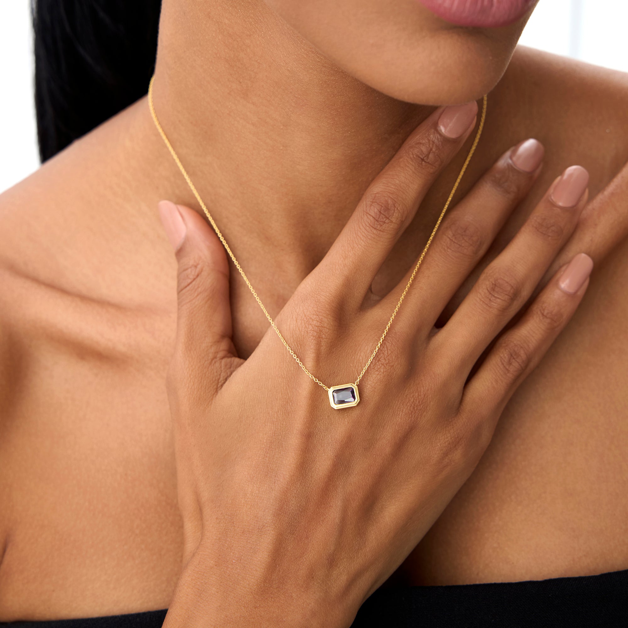 Emerald Cut Bezel Setting Amethyst