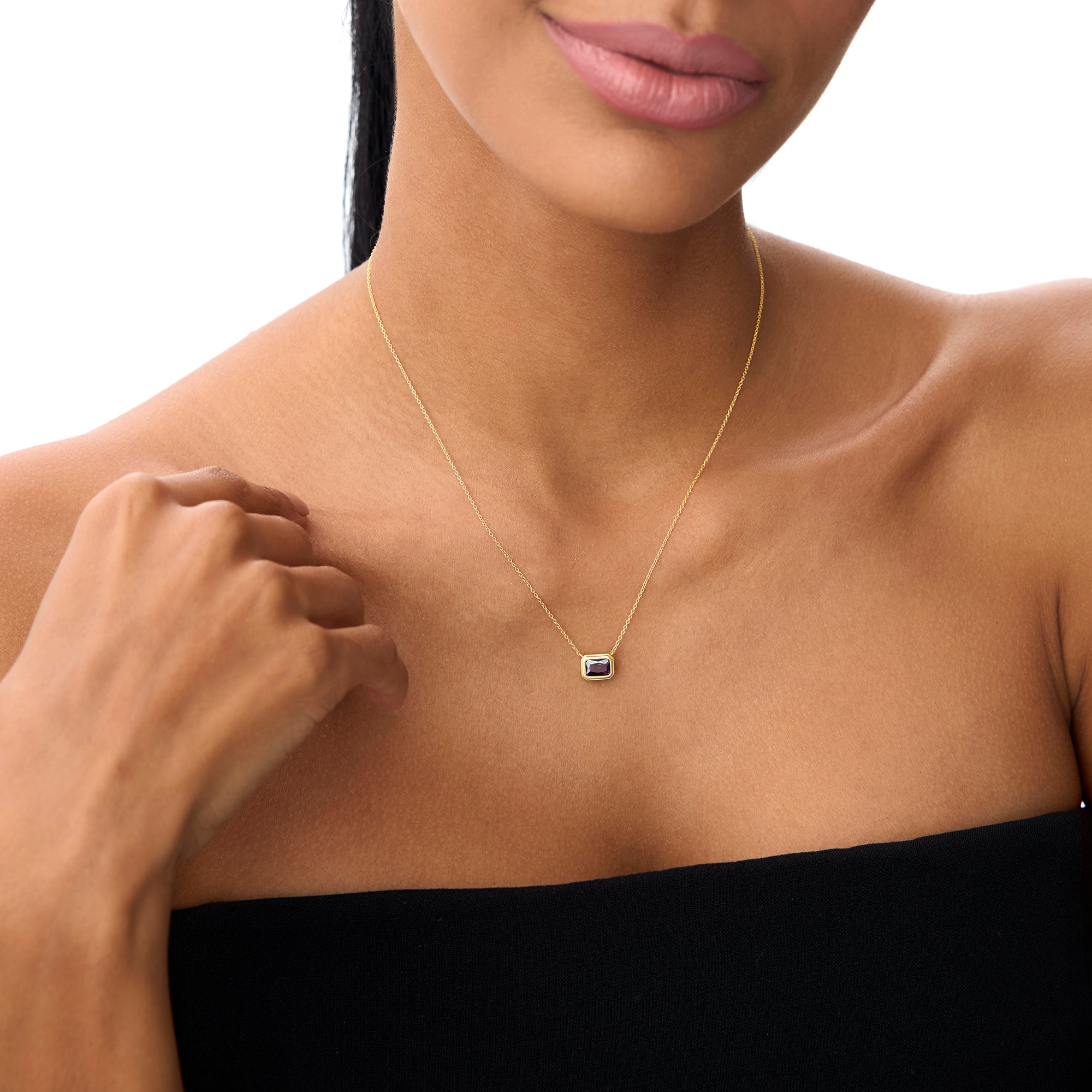 Emerald Cut Bezel Setting Amethyst