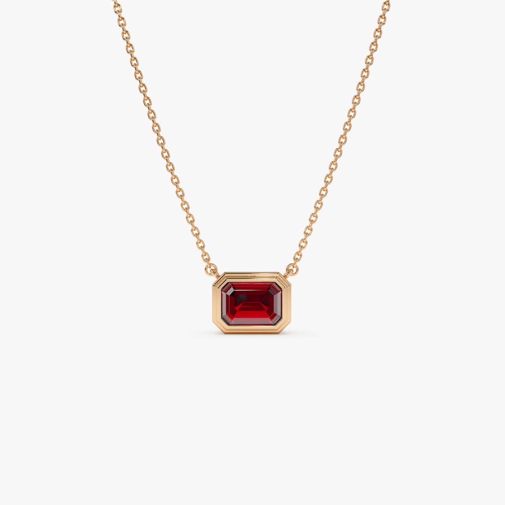 Emerald Cut Bezel Setting Garnet
