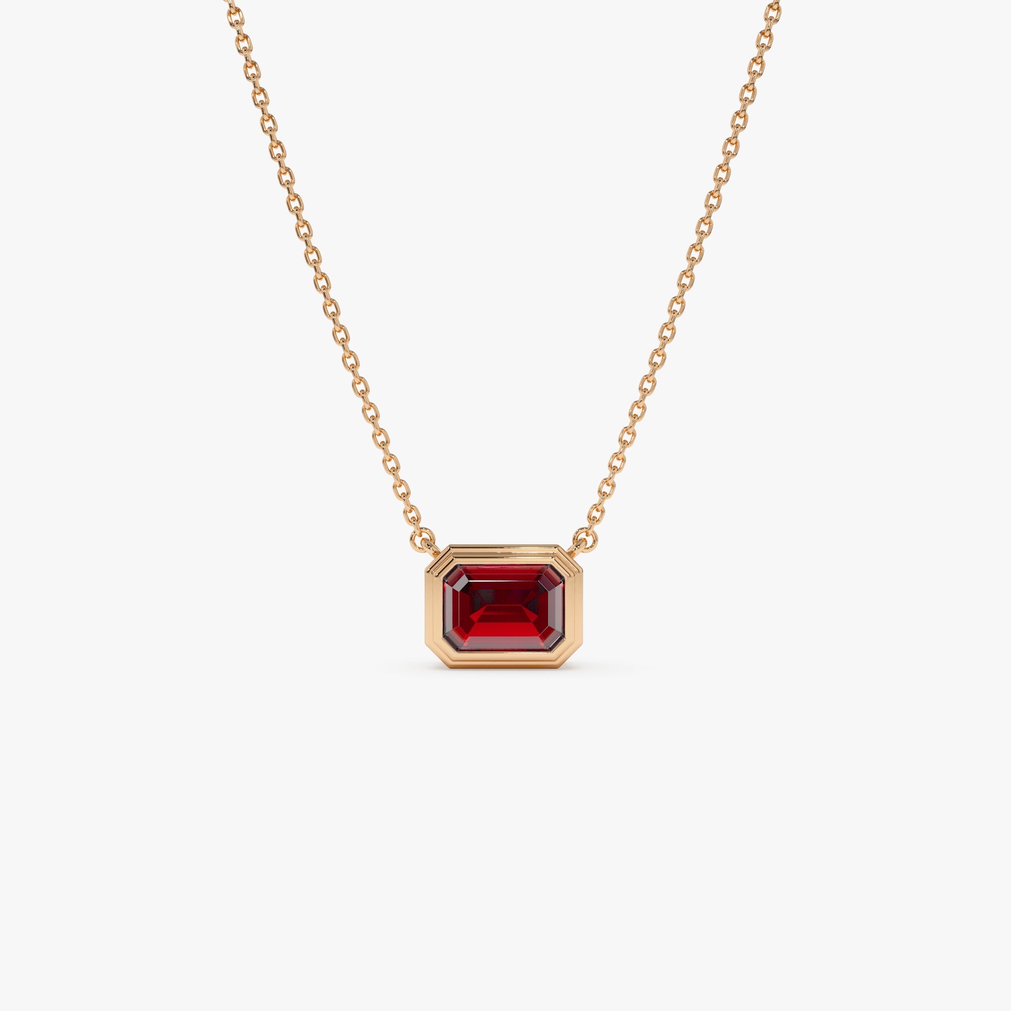Emerald Cut Bezel Setting Garnet