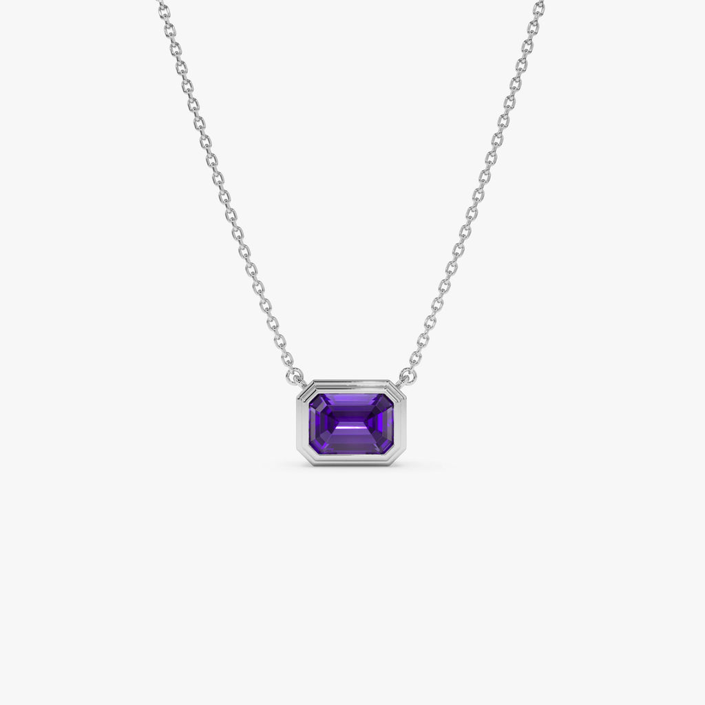 Emerald Cut Bezel Setting Amethyst