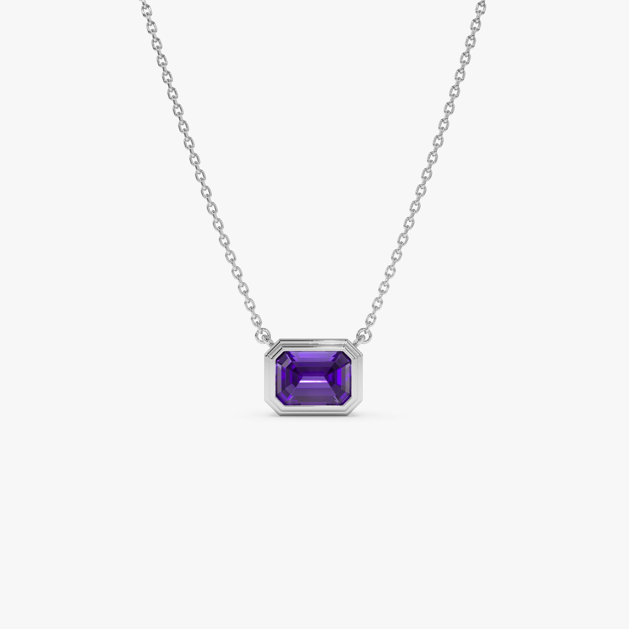 Emerald Cut Bezel Setting Amethyst