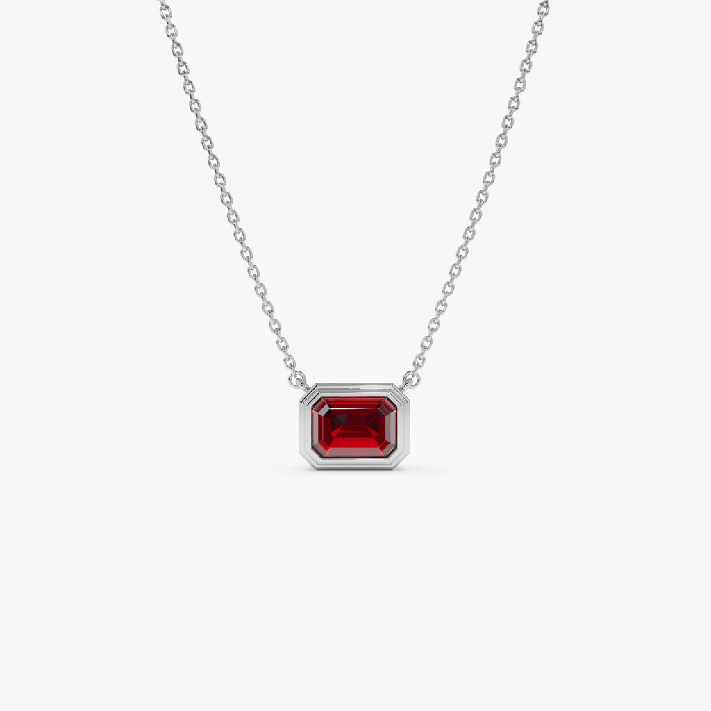 Emerald Cut Bezel Setting Garnet
