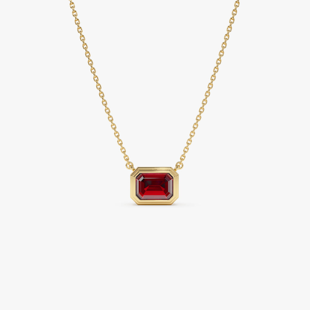 Emerald Cut Bezel Setting Garnet