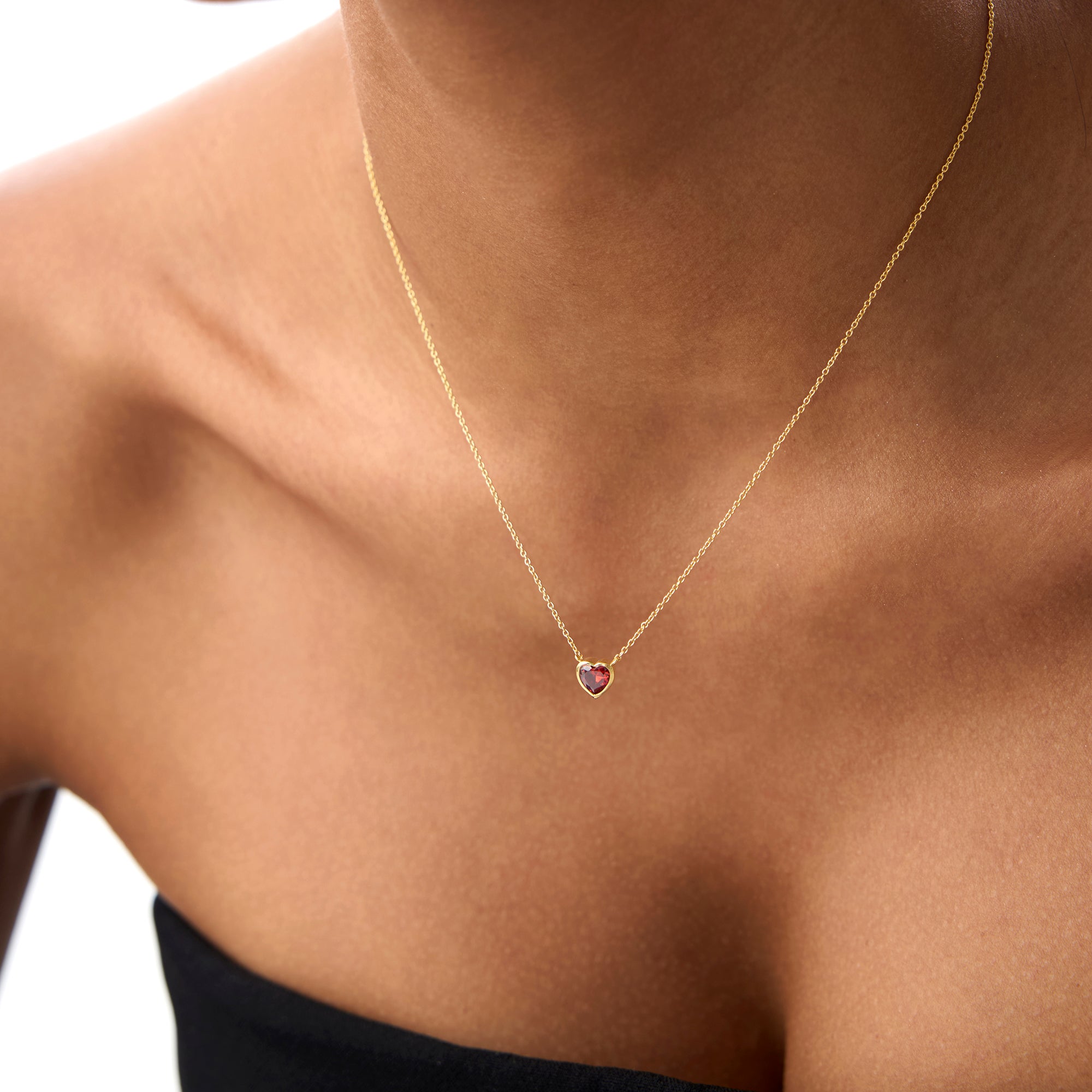 Heart Shaped Garnet Layering Necklace