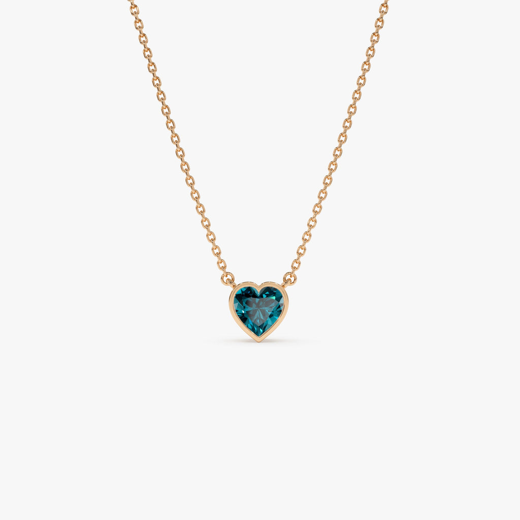 Heart Shaped London Blue Topaz Layering Necklace